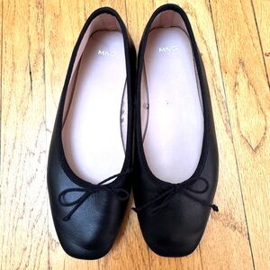 Mango Classic Black Leather Flats